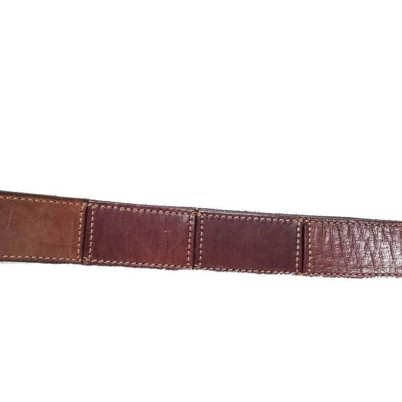 VINTAGE 90s Fossil Sectioned Leather Brass Belt main image 4